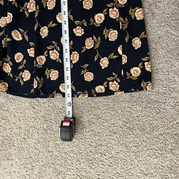 black floral vintage 90s midi dress - Picture 7 of 8